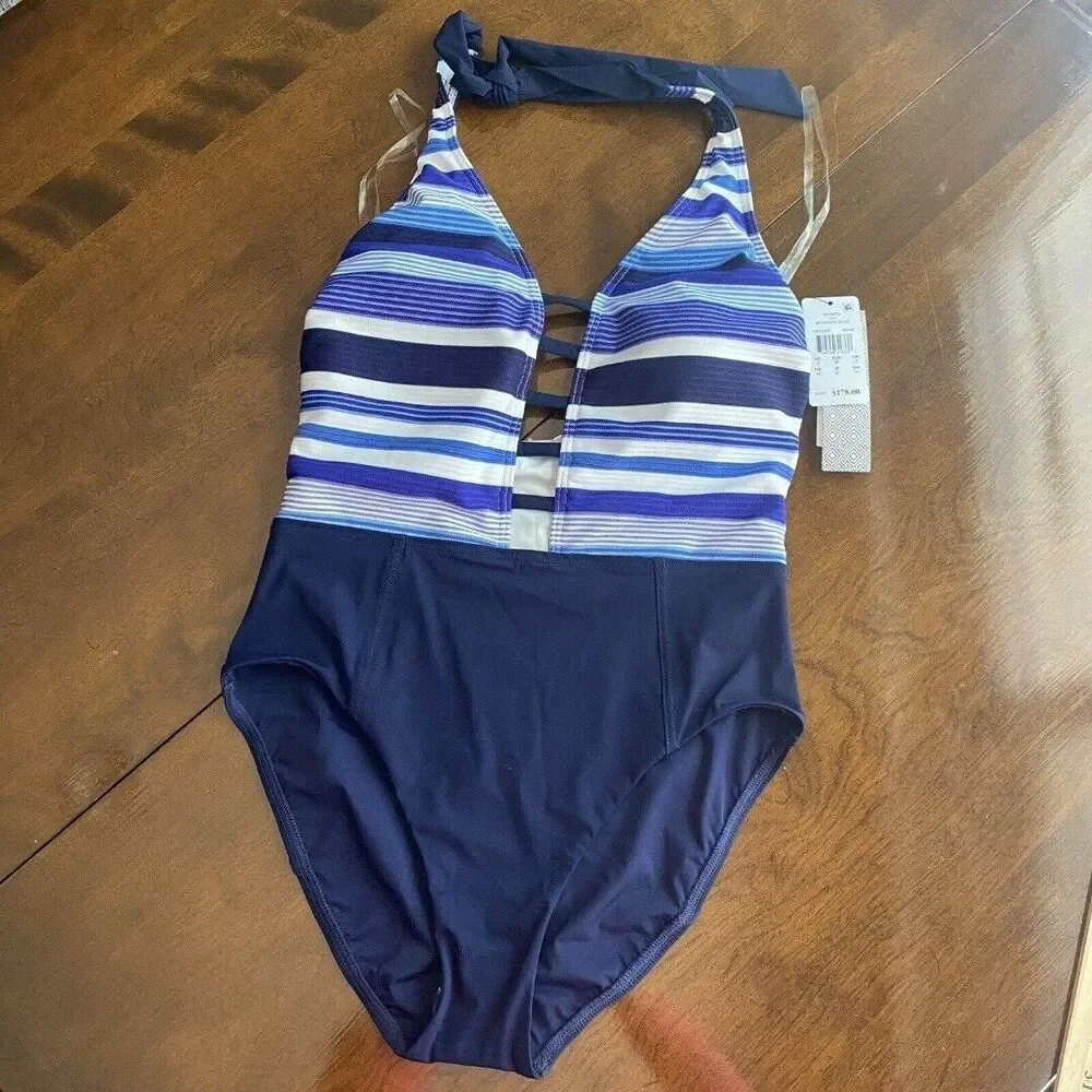 Amoressa One Piece Swimsuit with Soft Bra, Bandeau Bra size 8 New